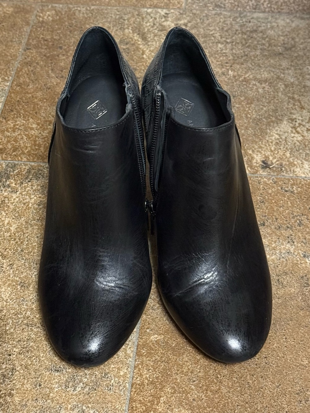 ANTONIO MELANI Black Leather Heeled Ankle Boots